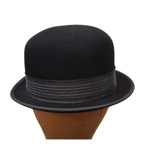 Goorin Bros Classic Black Wool Felt Bowler Hat Sz S (6-7/8) - Made In USA - Picture 4 of 8